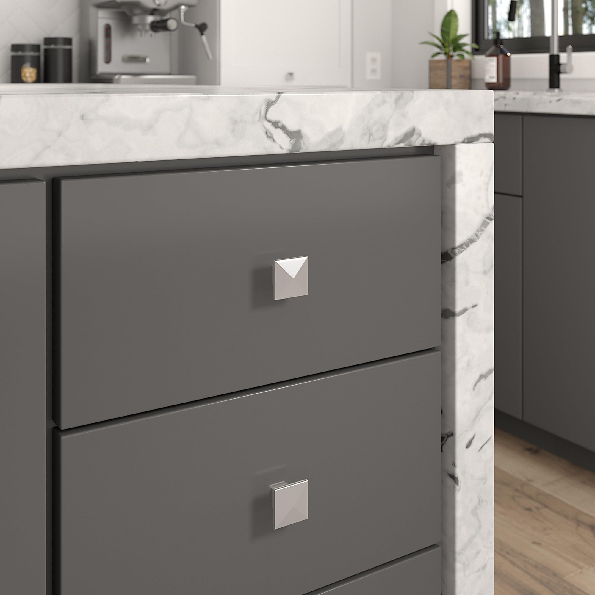 RICHELIEU Hardware BP53082195 McKenzie Collection 1-1/4 in (32 mm) X 1-1/4 in (32 mm), Contemporary Cabinet Knob, Brushed Nickel - Image 4