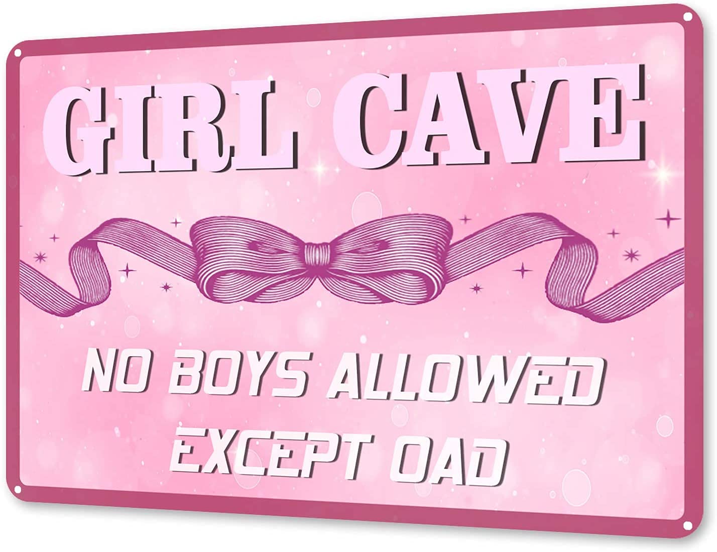 Chdpfnb Girls Style-4 Cute & Funny Cave No Boys Allowed Except Dad - Room Decor Metal Poster Plaques For Home Living Room Kitchen Cafe Bar Metal Signs Vintage 12X8 Inch