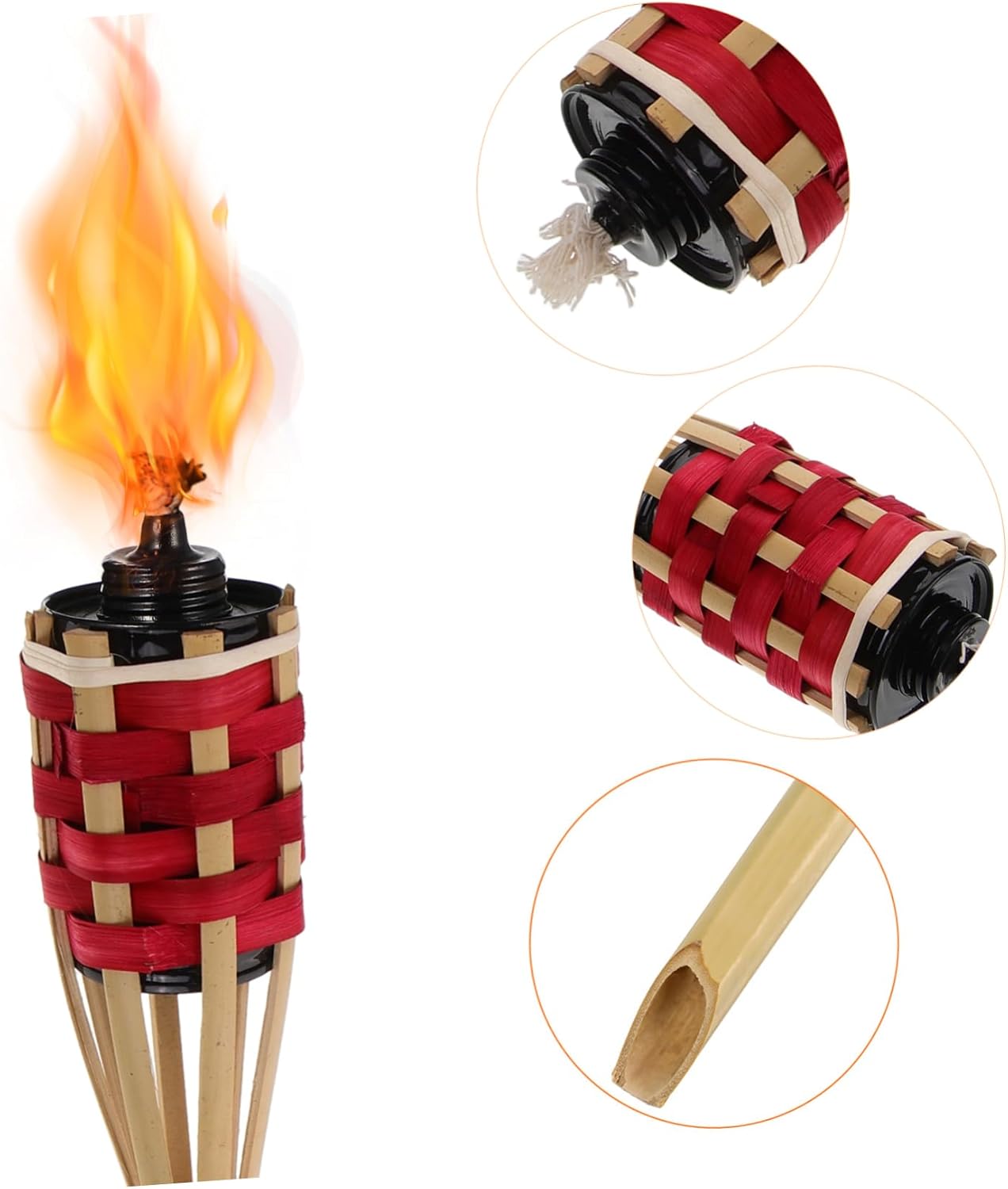Fireproof Bamboo Outdoor Lights Garden Oil Lamp Handheld Fire Woven Bamboo for Camping