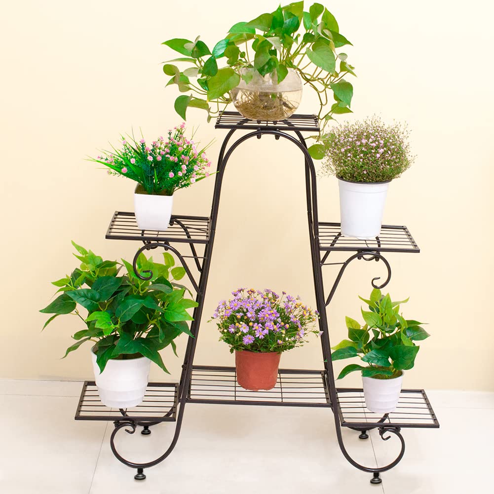 ROYAL SMEELA Soporte para Plantas de Hierro, Estantería para Macetas con 6Niveles Estantería Decorativa de Flores para Exterior Interior Jardín Puesto de Plantas Puesto de Flores
