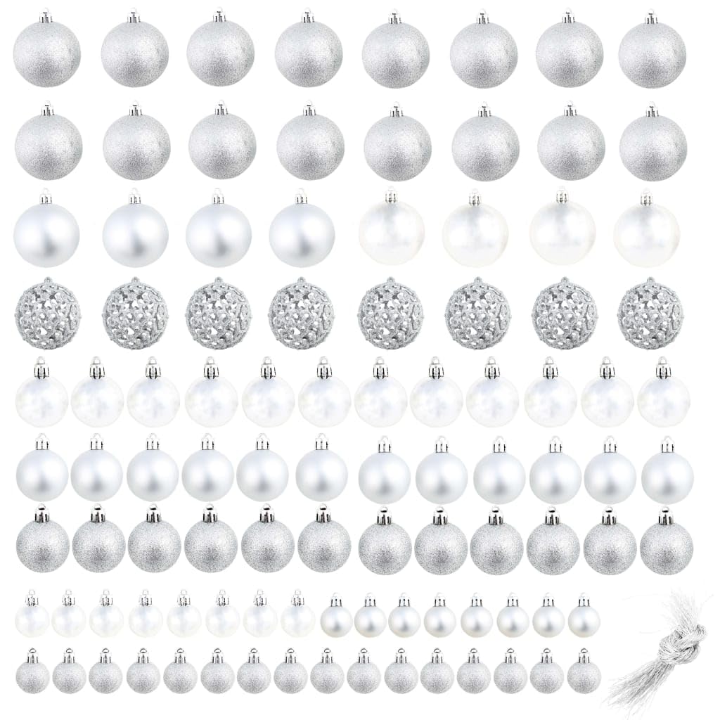 Home Items, juego de 100 bolas de Navidad de 3/4/6 cm, color plateado, muebles de traje