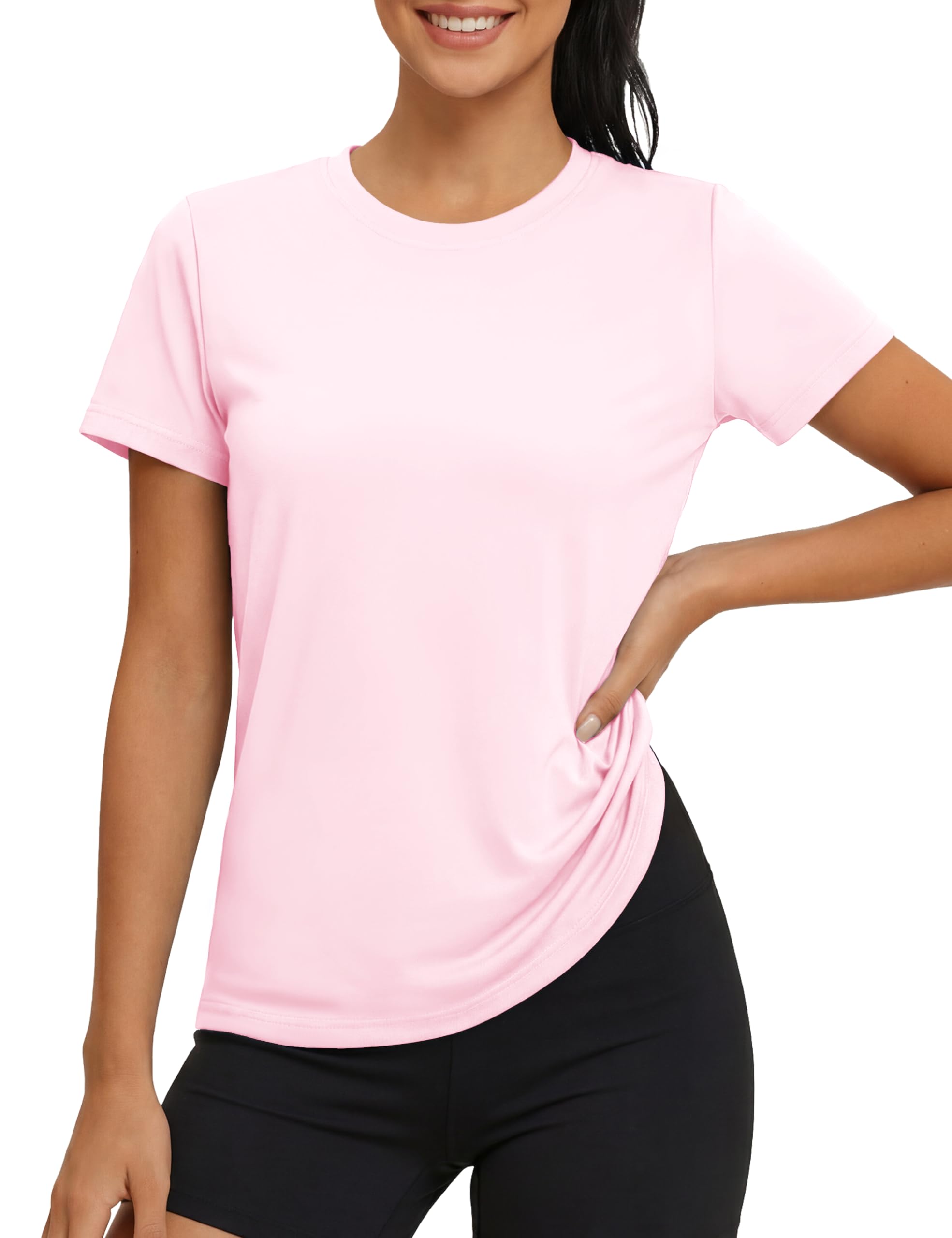 MAGCOMSEN Sportshirt Damen UV Shirt Kurzarm Sport Shirts Basic Funktionsshirt Fitness Wandershirt Yoga UV-Schutz Wasser