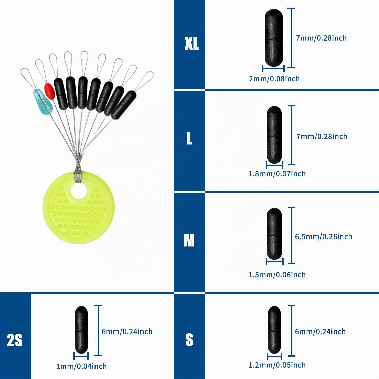 540 Piezas/60 Juegostapones De Goma 7 En 2,para Pesca, Pesca, Topes De Goma, Flotadores, Pesca De Trucha, Perlas De Goma, Tope para Pesca De Truchas, Tope De Goma, Protector De Nudos, Tope