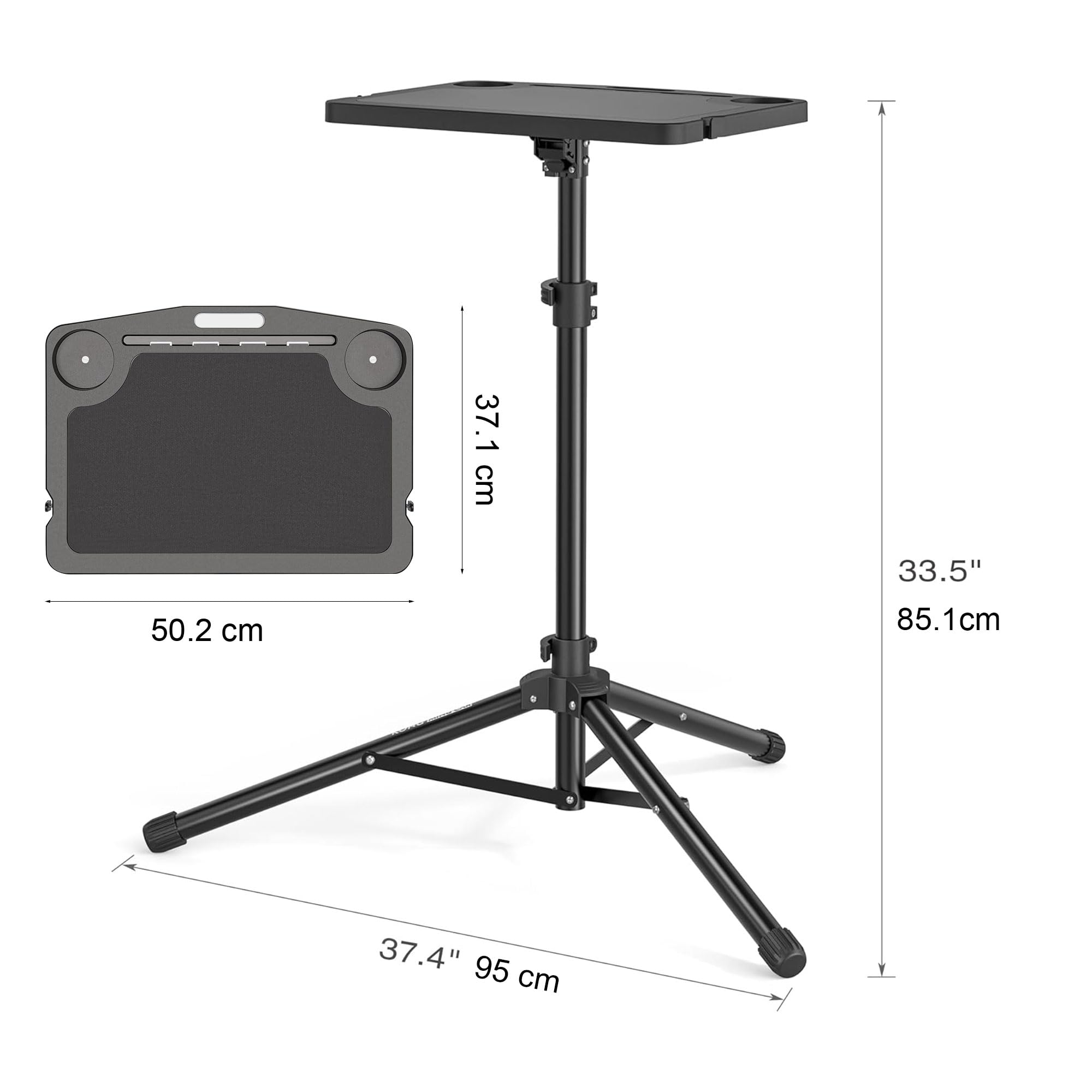Escritorio para bicicleta ajustable en altura para Indoor-Bike & cinta de correr plegable, plegable, superficie 50 cm, carga máx. 20,0 kg, ranuras para tablet/teléfono y portavasos
