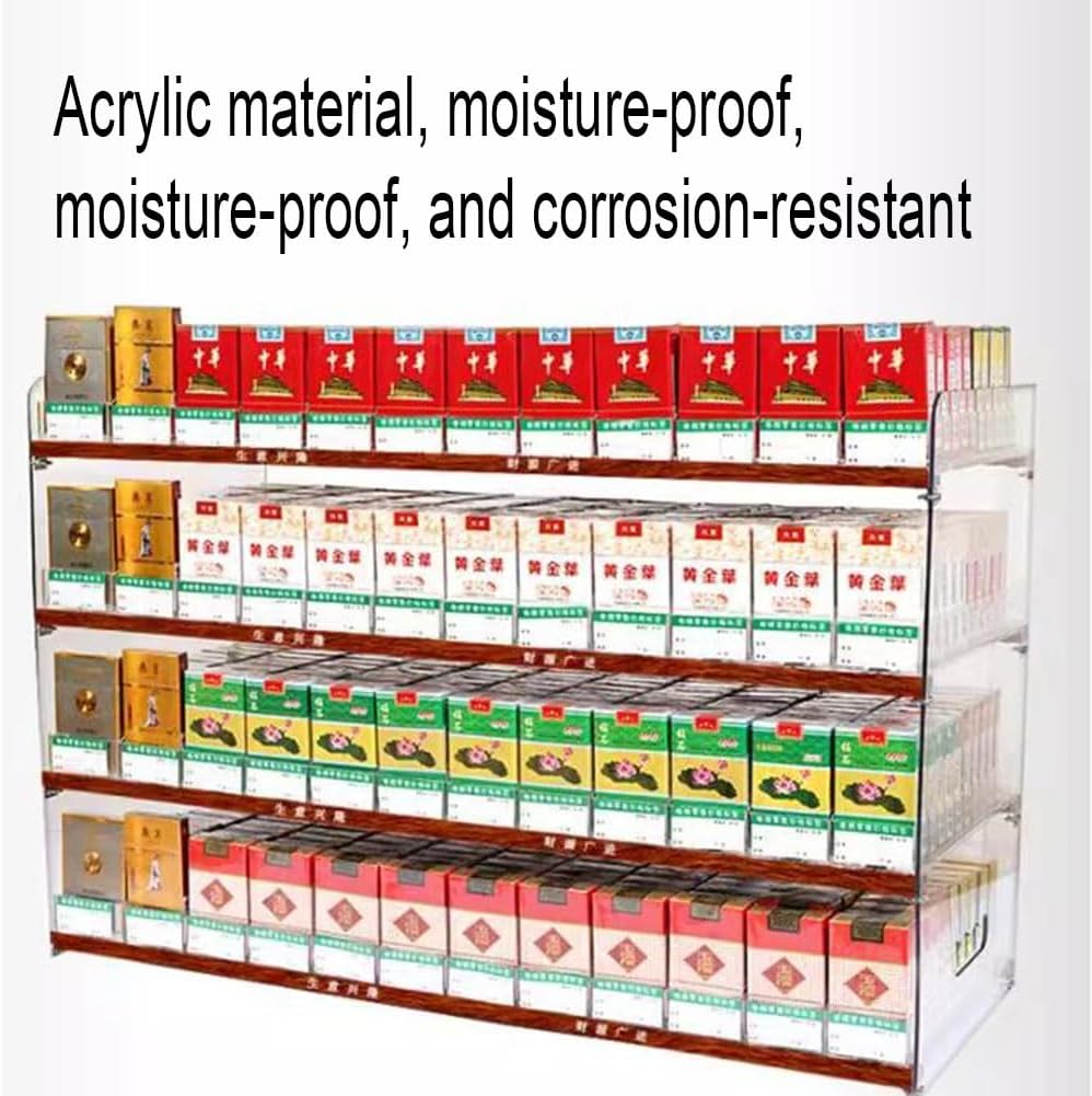 Store Display Shelves Cigarette Display Holder Supermarket Cigarette Rack, Acrylic Box Cigarette Display Case Wall Mounted Cigarette Rack Automatic Cigarette Pusher Tray for Market Store Store Retail(