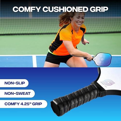 Miniatura 5 de Sevko - Juego de 2 palas de pickleball con superficie de fibra de vidrio, 4 bolas de pickleball y bolsa de transporte, paleta de pickleball