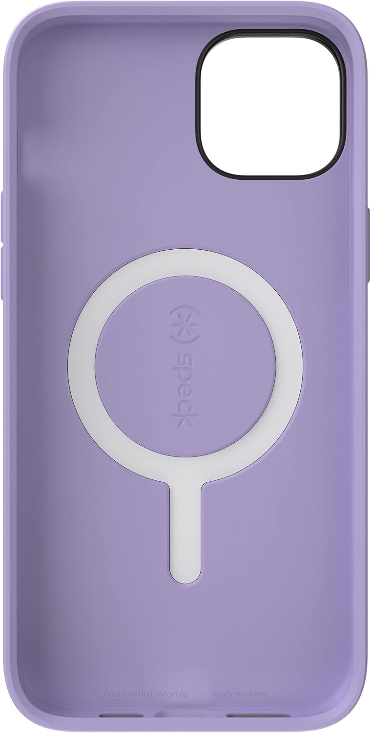 Speck iPhone 15 Plus & 14 Plus Case - Drop Protection, Scratch Resistant, Built for MagSafe iPhone Case, Soft Touch Coating - 6.7" iPhone Case, Dual Layer - Cloudy Grey/Spring Purple CandyShell Pro