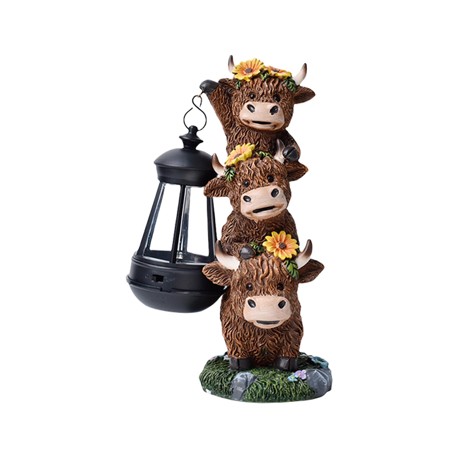 Hsioluted Resin Highlands Cattle Welcome Sign Sculpture Garden Artwork Resin Statue Landscape Figure for Patios Porch Enhancement Highlands Cow Outdoor Decoration