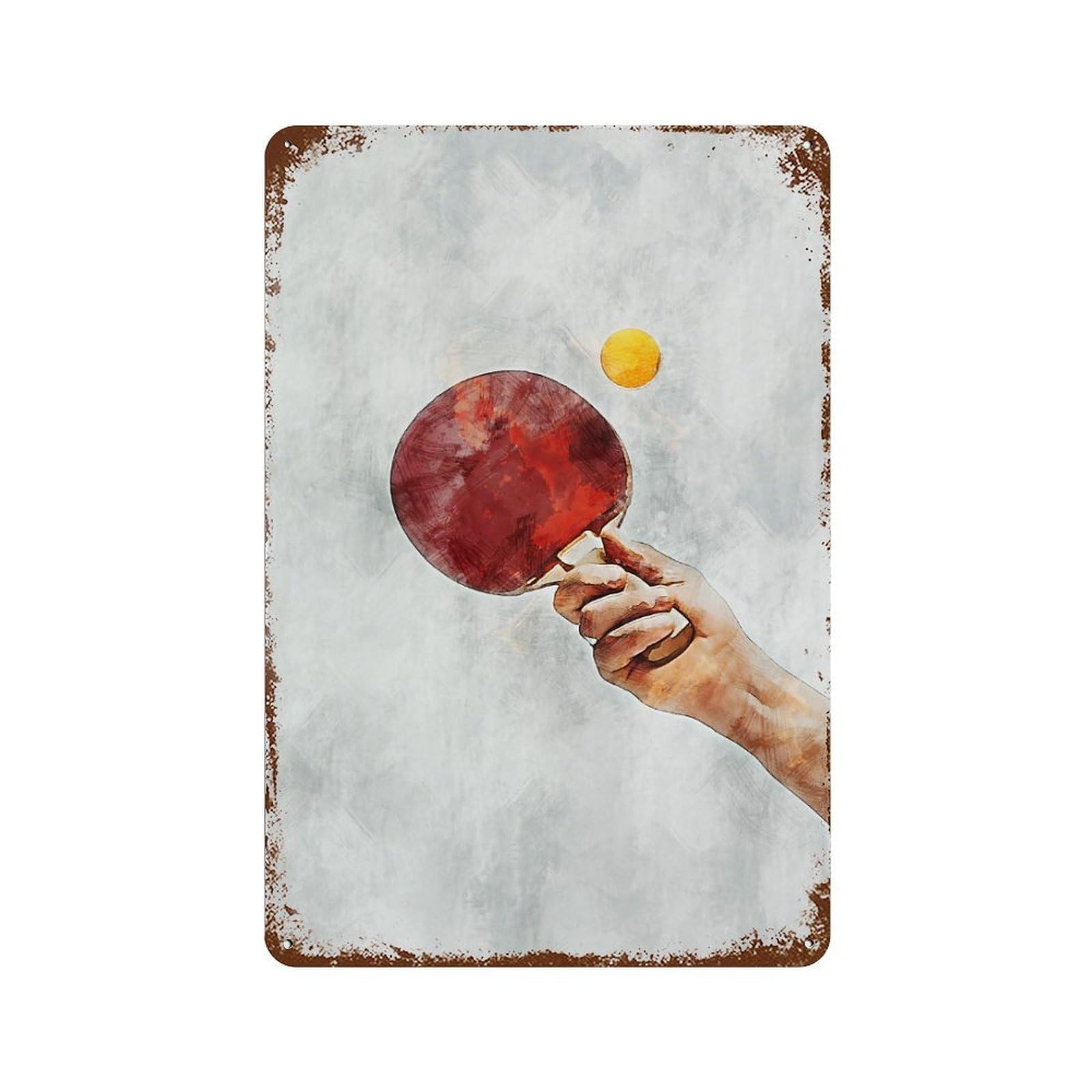 Vintage Metal Tin Sign Ping Pong 11.8"x7.9", Classic Wall Plaque for Pub, Kitchen And Man Cave Decor
