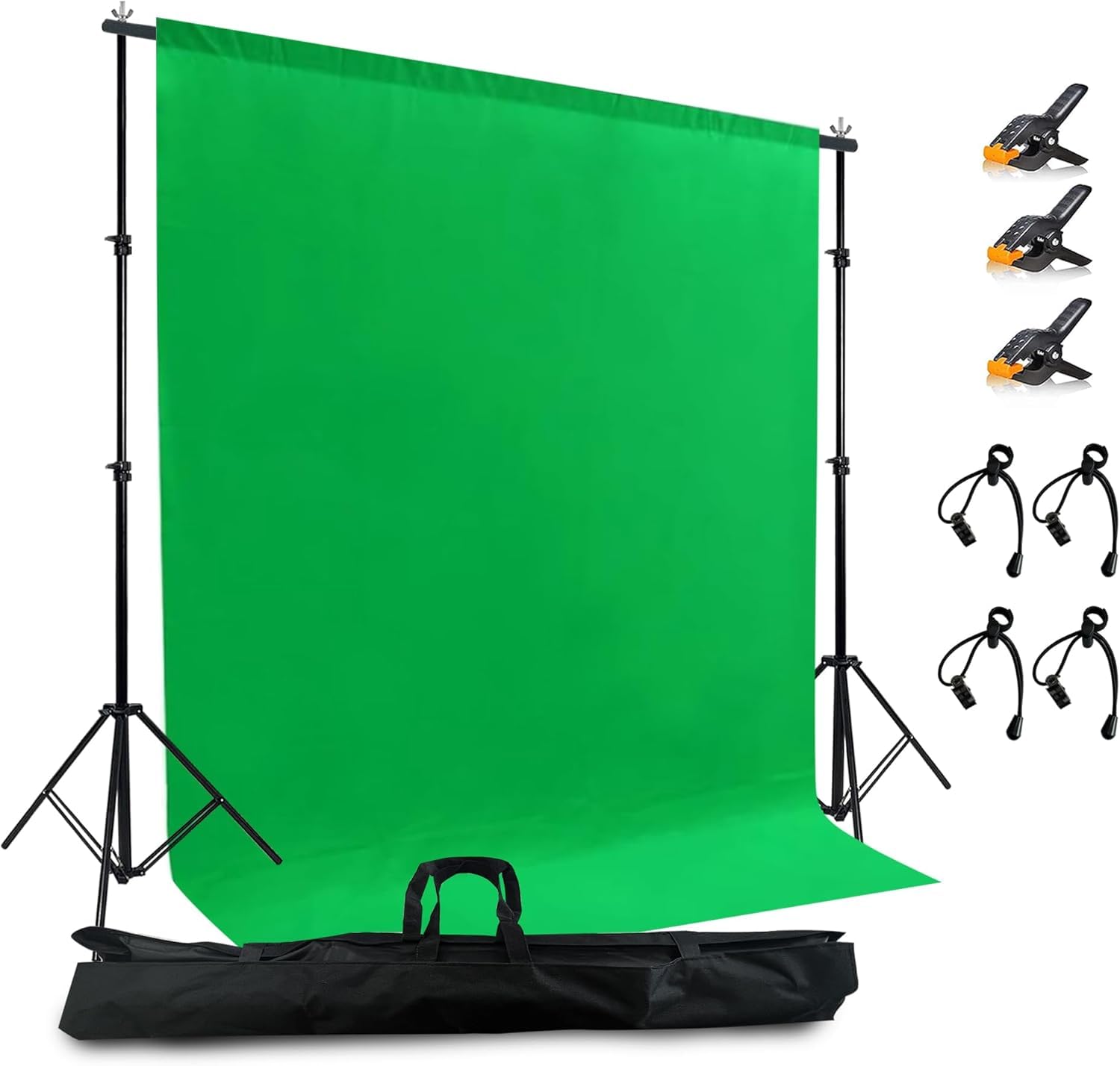 Kit di supporto 2 in 1 per sfondo verde, 2 x 2 m, kit portatile a doppia asta con sfondo verde da 1,8 x 2,1 m, poliestere di alta qualità per streaming video, servizi fotografici ritratti