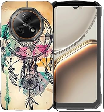 Case for Doogee Fire 7 6.6" with Tempered Glass Screen Protector, Soft Silicone Shell Bumper Shockproof TPU Protective Cover,LLM10