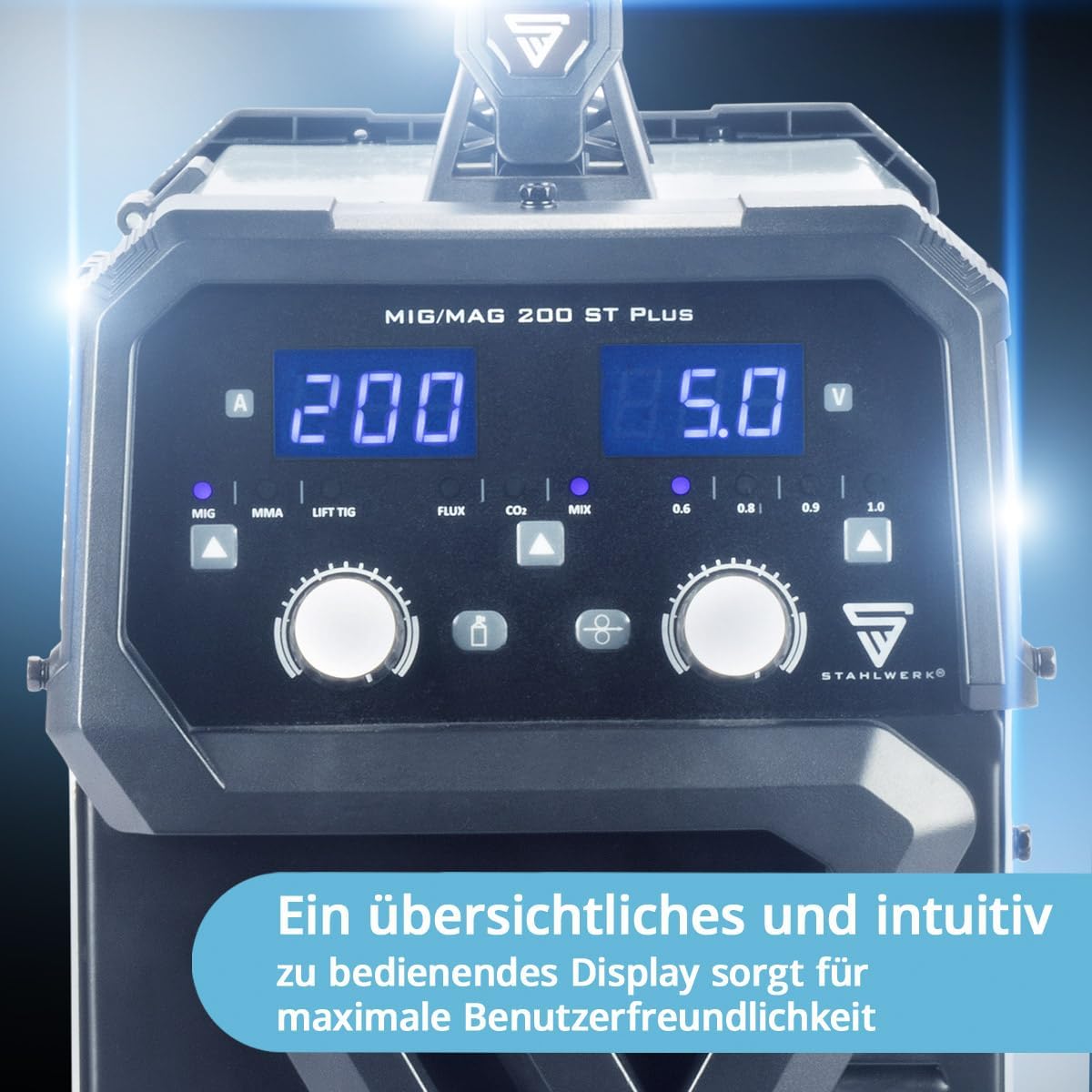 Intuitive control panel of STAHLWERK MIG/MAG 200 ST Plus