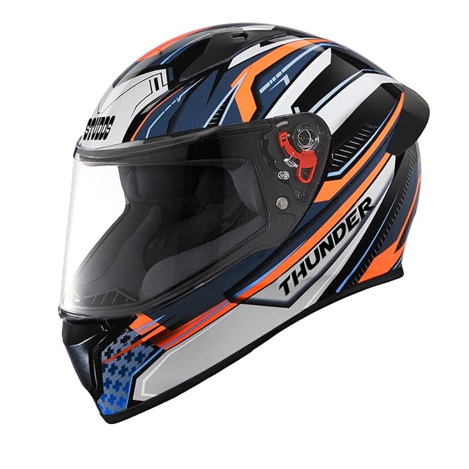 Studds Thunder D8 Full Face Cycling Helmet with Clear Visor ( Black N4