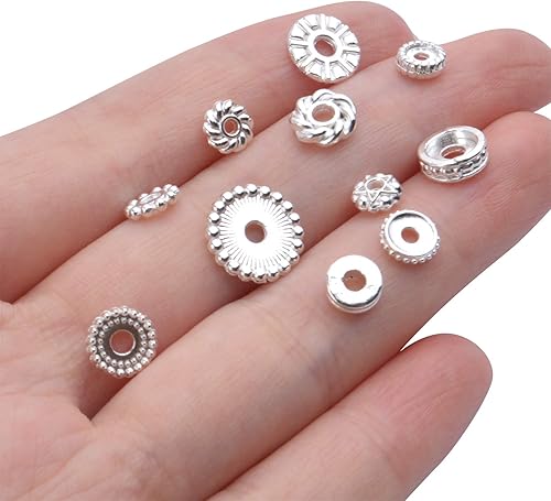 Miniatura 2 de BronaGrand 3.53oz (alrededor de 170  300 piezas) espaciadores de cuentas de joyería de cuentas espaciadoras de aleación para hacer joyas, pulseras,