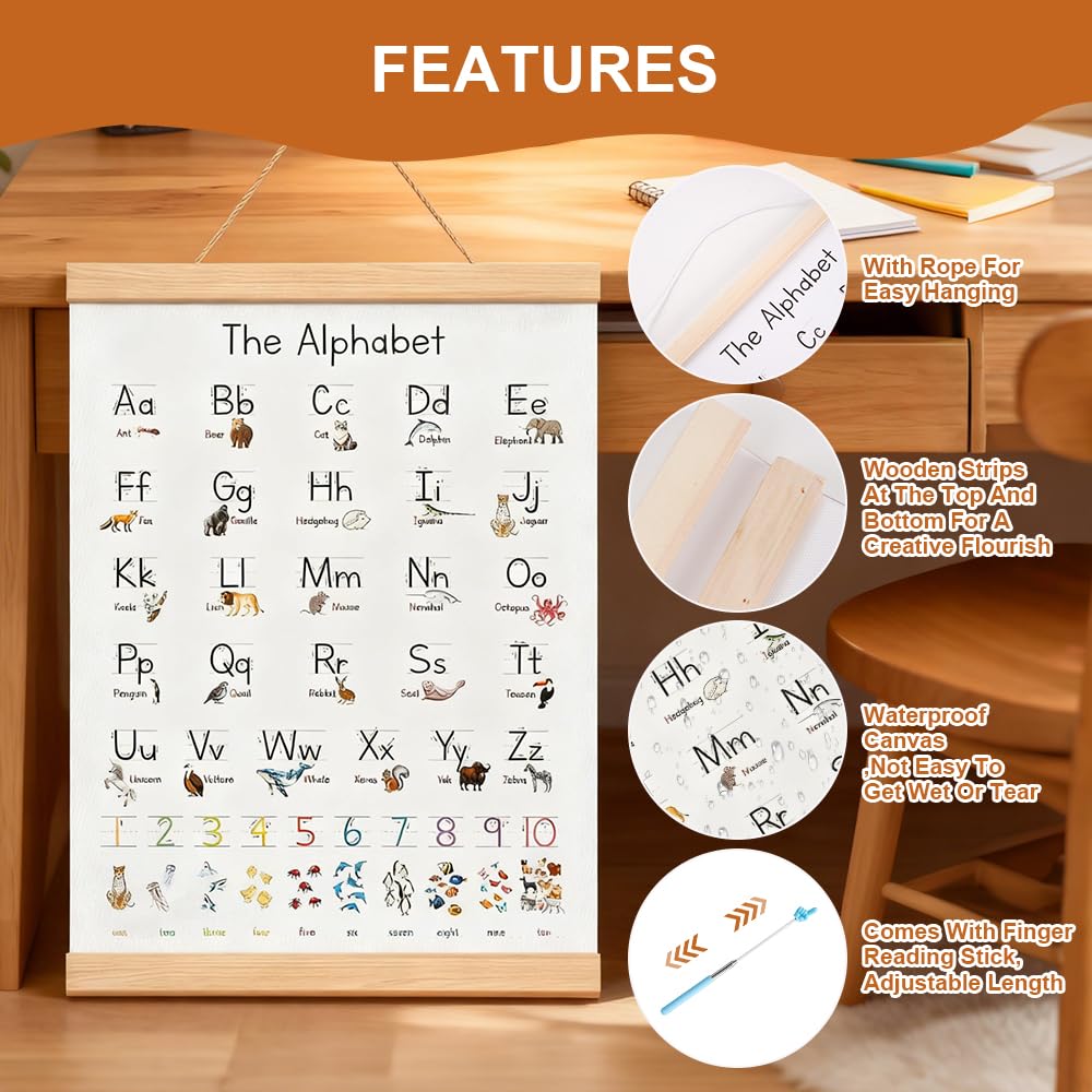 Affiche Alphabet Poster ABC Enfants Abecedaire Mural 40 x 30 cm pour Crèches Écoles Primaires