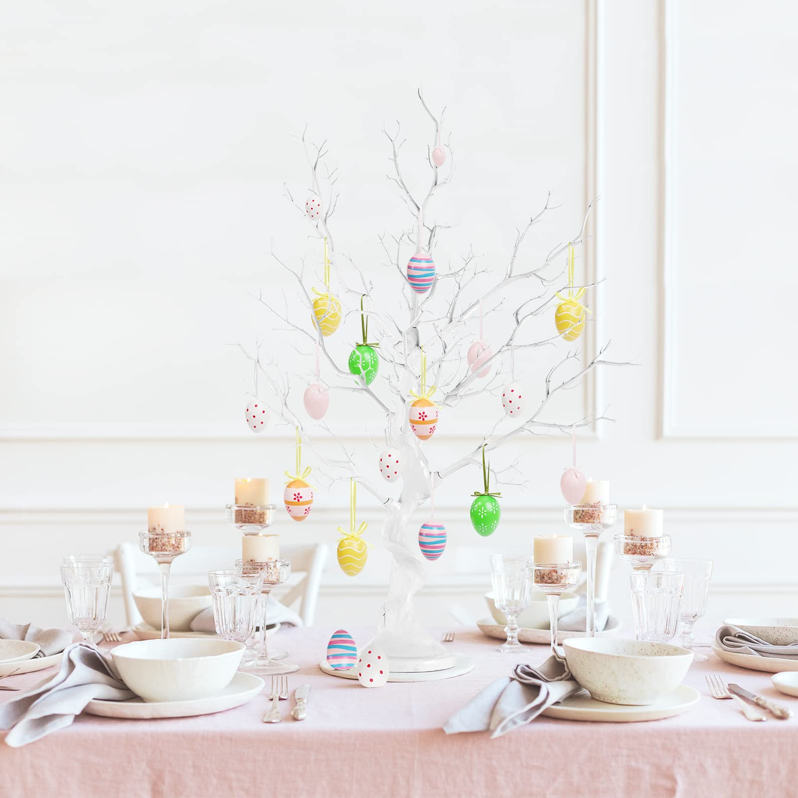 Sziqiqi 80cm Weiß Oster Deko Baum Osterbaum Äste und Zweige Deko Groß Künstliche Bäume Wunschbaum Hochzeit Dekobaum Dekozweige Ostern für Weihnachten Geburtstag Halloween Party Tischdekoration