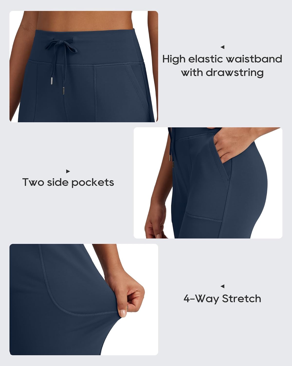 G4Free Wide Leg Fleece Lined Pants Women Drawstring Waist Winter Work Pants with Pockets for Casual Office - Image 4