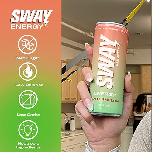 Miniatura 6 de Sway Energy  Bebida de inmunidad sandía 12 onzas líquidas 12 unidades 160 mg de energía natural enriquecida diariamente con múltiples vitaminas A B6