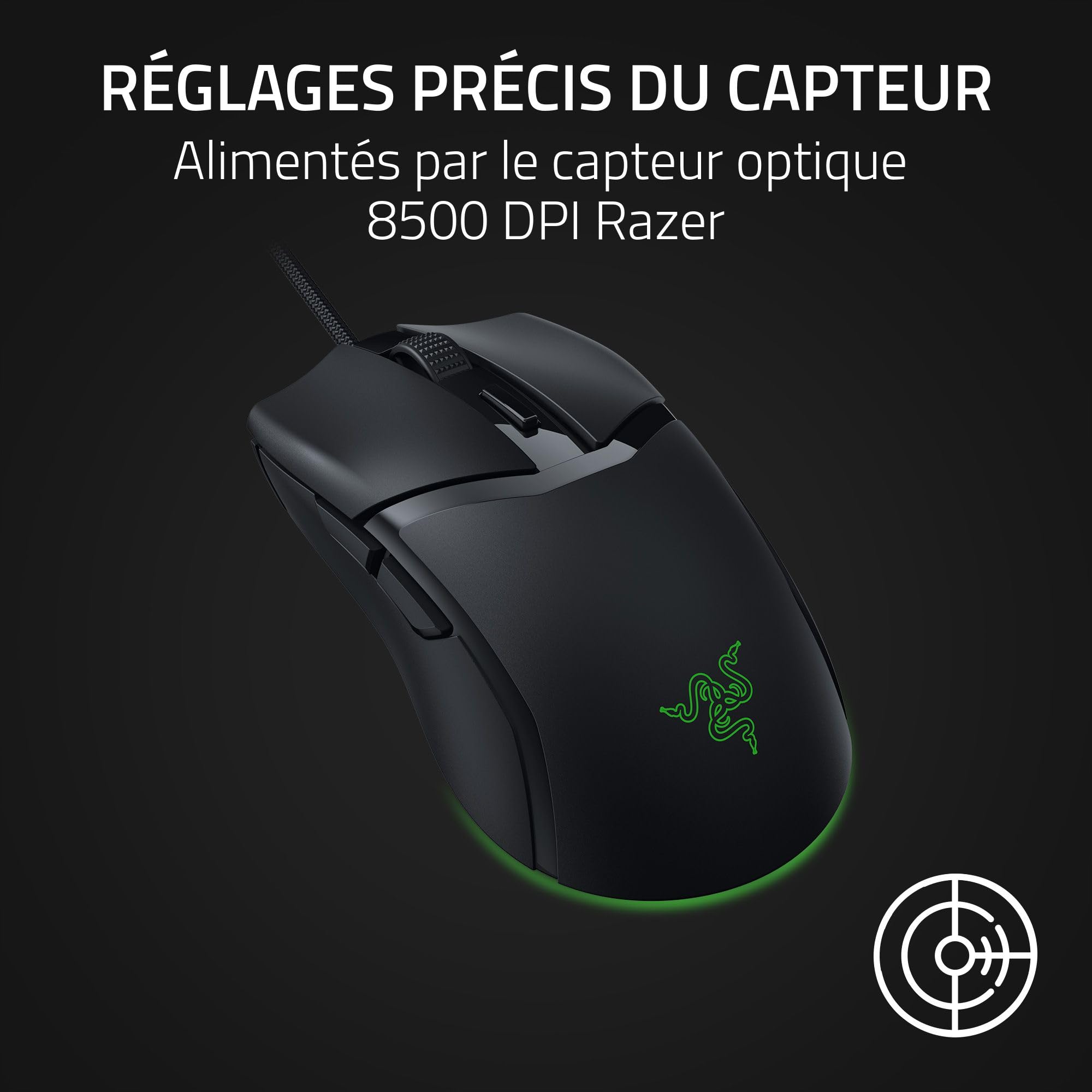 Razer Cobra - Souris Gaming Filaire avec Chroma RGB (Conception légère de 57 g, Commutateurs optiques de Souris de 3e gén, avec éclairage sous la Souris) Noir