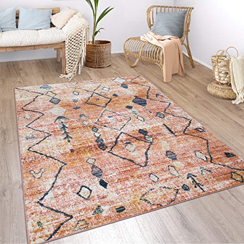 Paco Home Teppich Wohnzimmer Boho Ethno Marokkanische Muster Moderner Kurzflor Mit Struktur In Bunt...