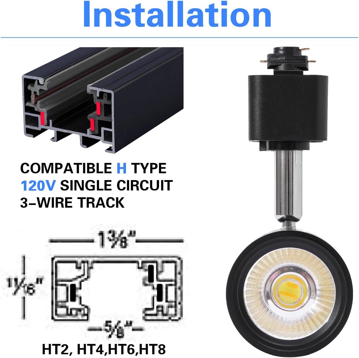 12W Track Light Heads,Track Lighting Heads Dimmable H Type Track Lights 3000K Warm White for Kitchen Accent,Wall,Art Exhibition Lighting,Flicker Free CRI90+ 4 Pack (Black)