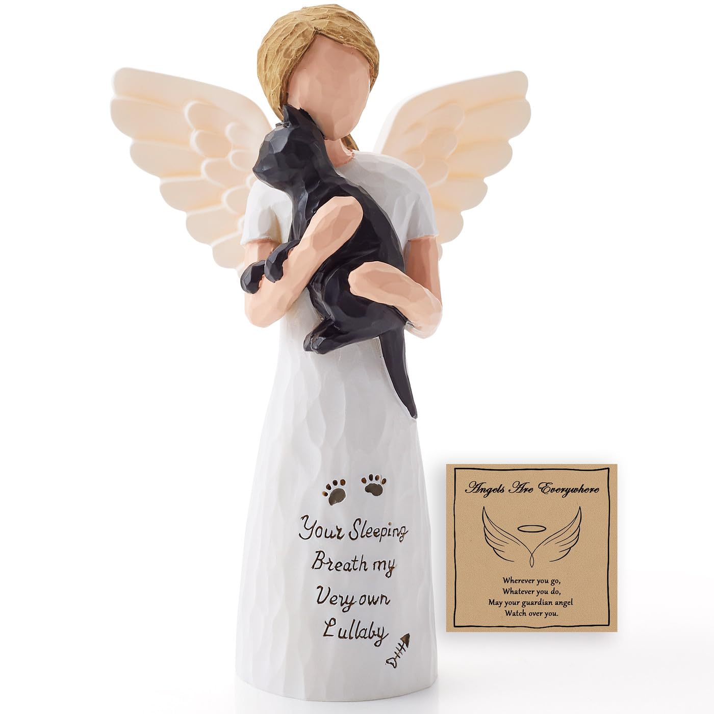 AWARDSEN Black Cat Memorial Gifts Pet Loss Gifts Angel Statue Pet Memorial Gifts Sympathy Thoughtful Gifts for Grief Resin Ornament