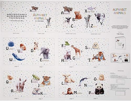 Alphabet Animals - Panel de libro suave de 36 pulgadas, tela por yarda