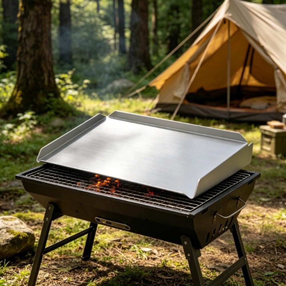 Heavy Duty Steel Flame Tamer Heat Deflector for Pellet Grills, 13x11x5 Inch Stainless for Steel Radiator Plate, Silver Fire Shield Barrier (33.0 * 27.9 * 12.7 cm thick)