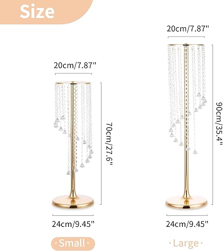 Miniatura 5 de Nuptio 2 centros de mesa de boda de 27.6 pulgadas de alto, jarrones dorados, jarrón de flores de cristal, soporte de flores de metal para decoración