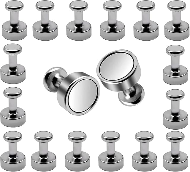 Alfresco Fridge Magnets, Strong Neodymium Magnets for Magnetic Whiteboard, Office Noticeboard, Kitchen, Map, 18pack 12x16MM
