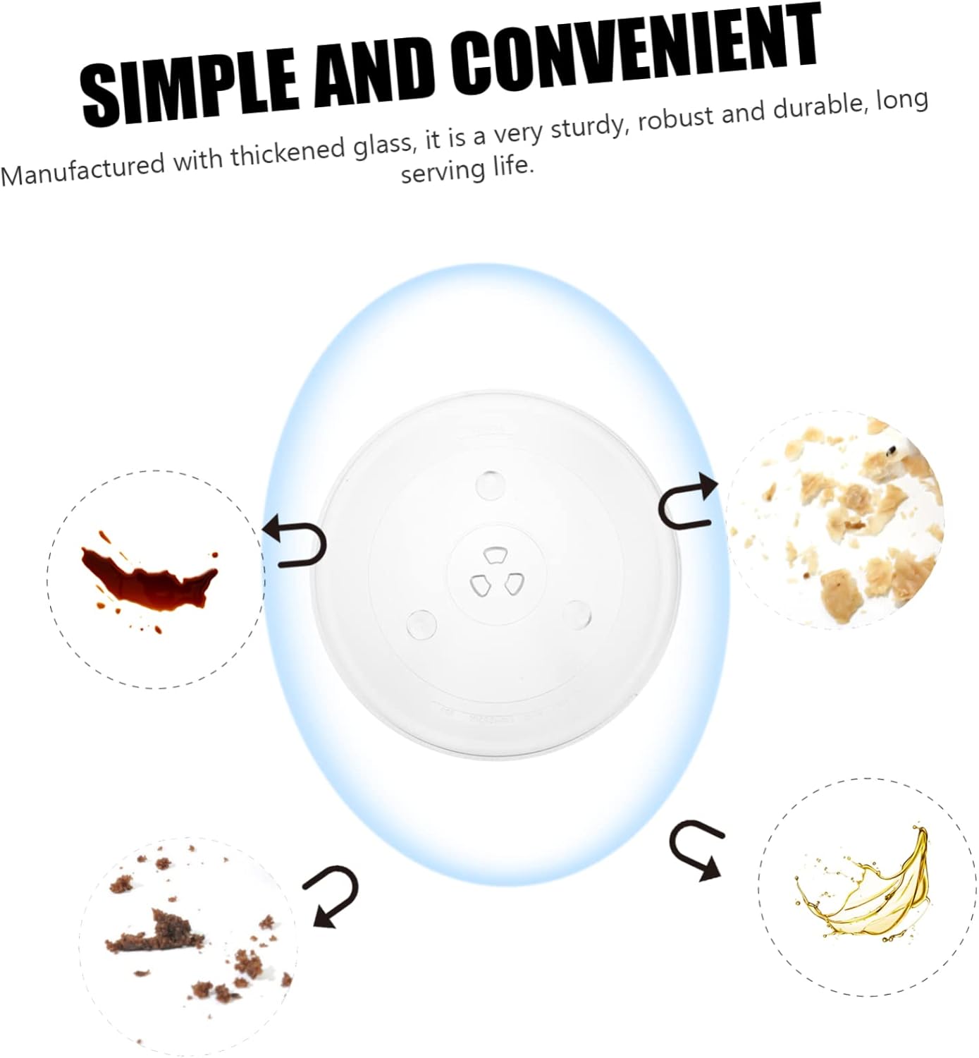 Replacement Glass Plate for Microwave Oven Heavy Duty Turntable Tray Easy Installation