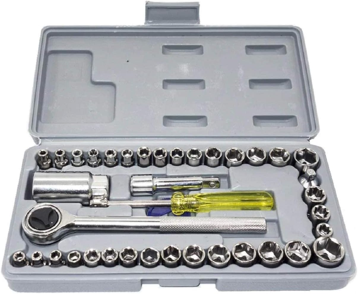 40Pcs Hand Tool Kit Practical Ratchet Wrench Socket Carbon Steel Multi-function Spanner Kit Manual Auto Car Repair Tool, Box End, Fixed Square Hex end ((1pcs))