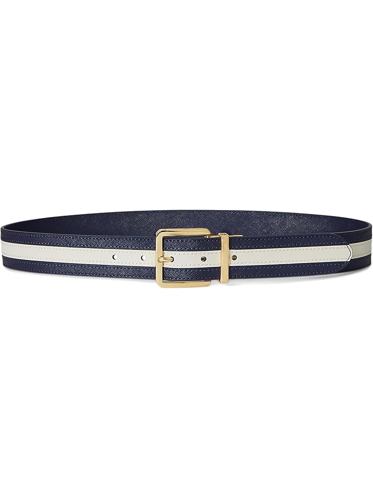 Navy Lauren Ralph Lauren Two-tone Reversible Crosshatch Belt