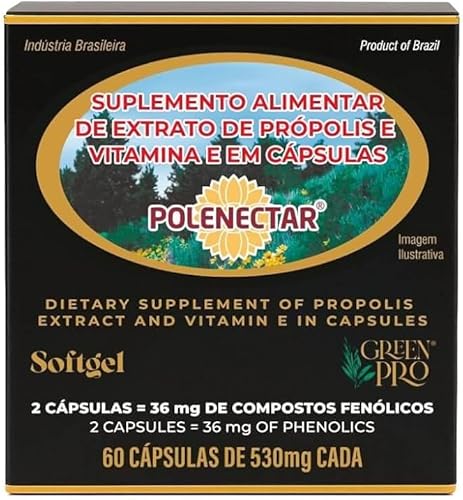 Paquete de 2 Polenectar Brasil Green Bee Propolis 60 cápsulas blandas 300 mg