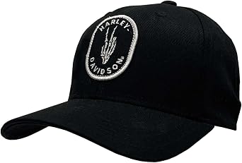 Harley-Davidson Mens Peace Sign Stretch Fit Curved Bill Baseball Cap - Black