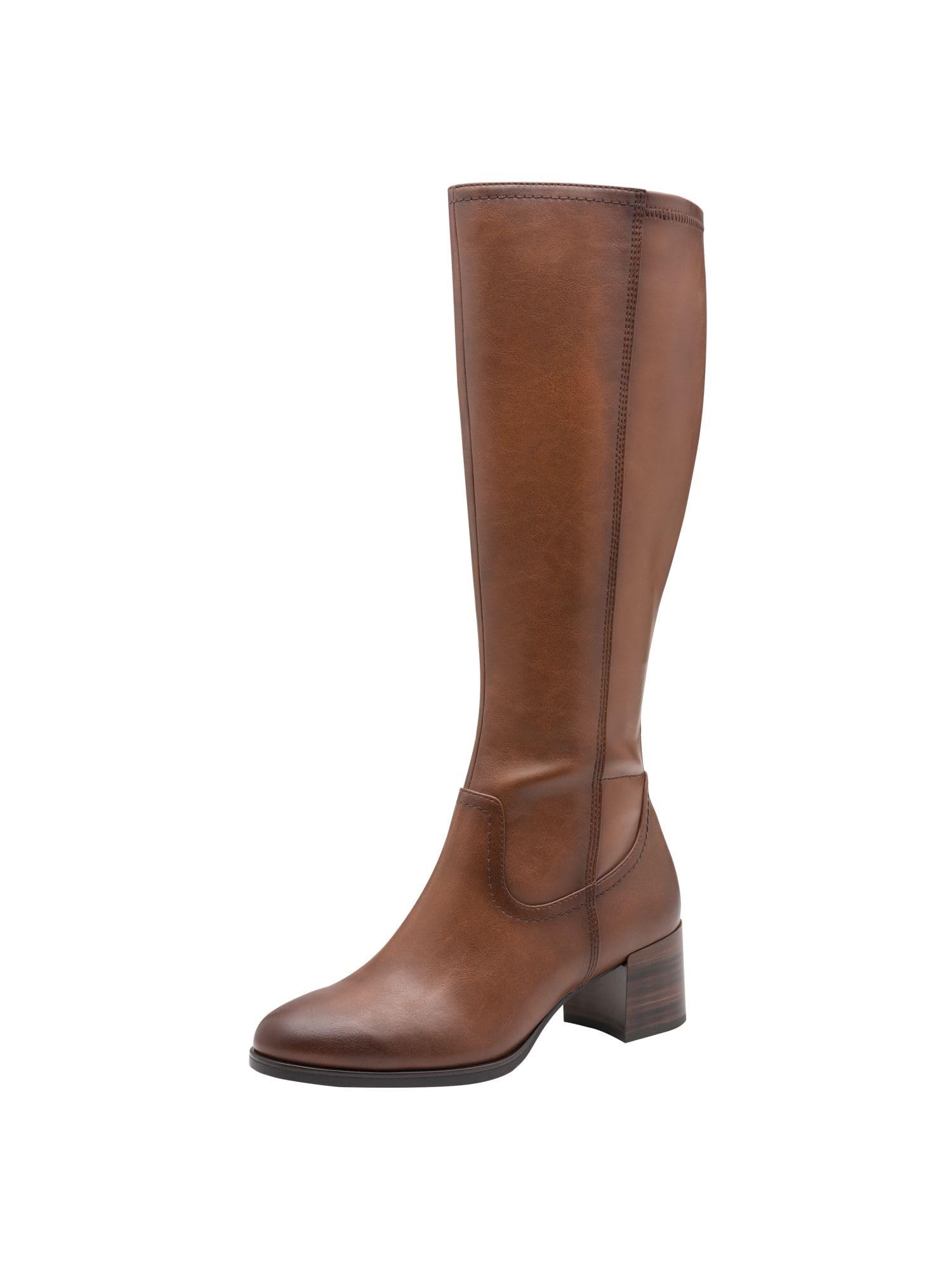 Jana Women’s Boots with Block Heel Vegan, Cognac, 5 UK