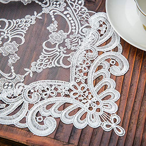 Artable Lace Table Runner Small Dresser Scarf Macrame Embroidered Table Runners With Exquisite Flower Vintage Shabby Chic For Wedding Holiday Dinning (White, 10 X 47 Inch) #TOP2