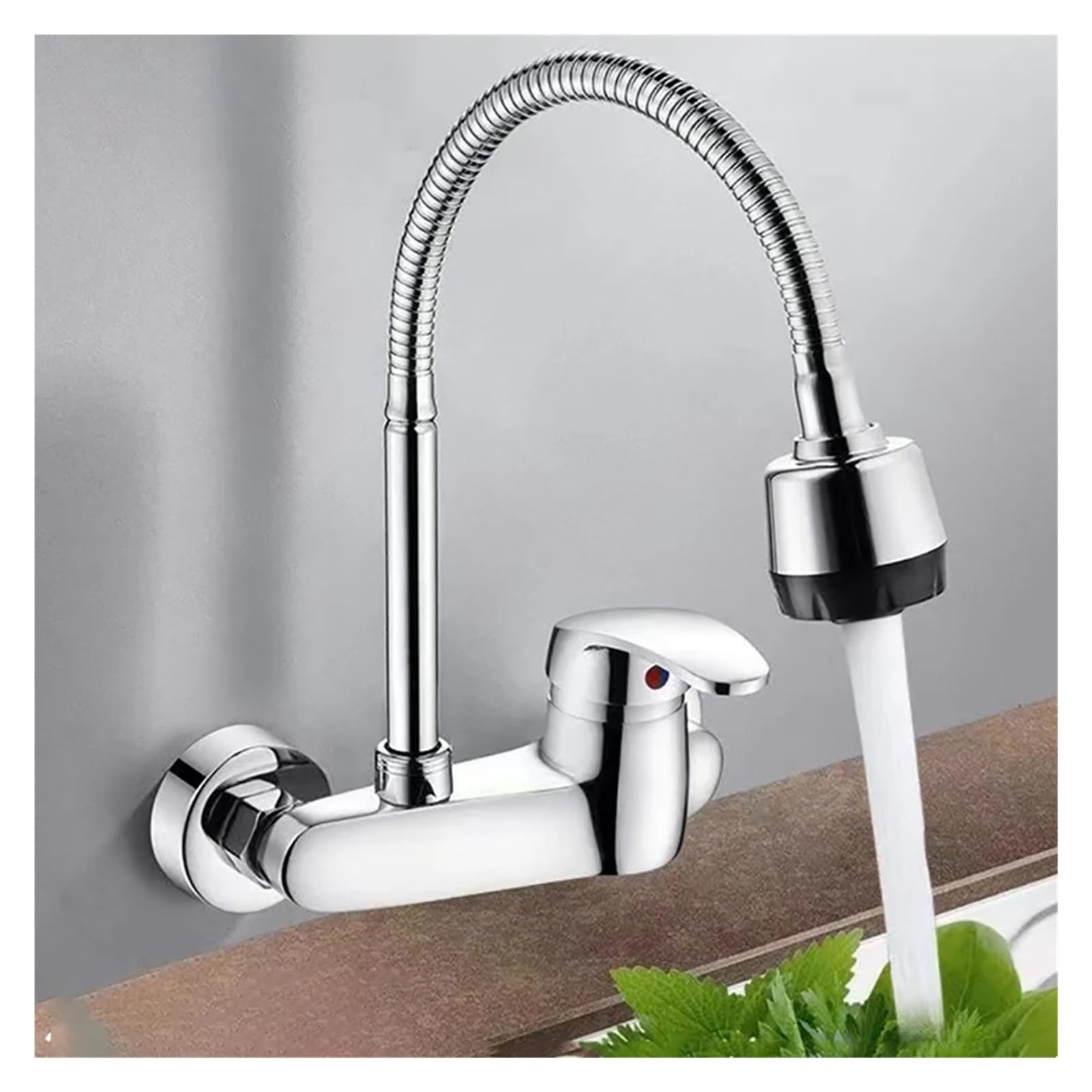 Robinet mitigeur de lavabo mural en laiton chic pour eau chaude et froide