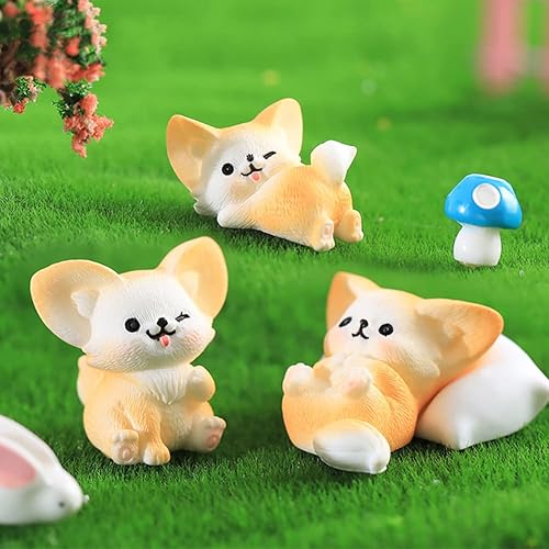 Miniatura 4 de 8 piezas de mini figuras de animales de zorro, figuras de zorro en miniatura, figuras de zorro en miniatura, jardín de hadas, musgo, paisaje,