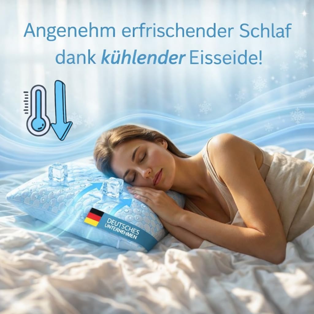 Kühlendes Kopfkissen 40x80 mit Kühlfunktion, Memory Foam Kissen ergonomisch, Nackenstützkissen für Seitenschläfer, hitzeregulierend gegen Schwitzen, Sommer Kopfkissen 40x80 höhenverstellbar