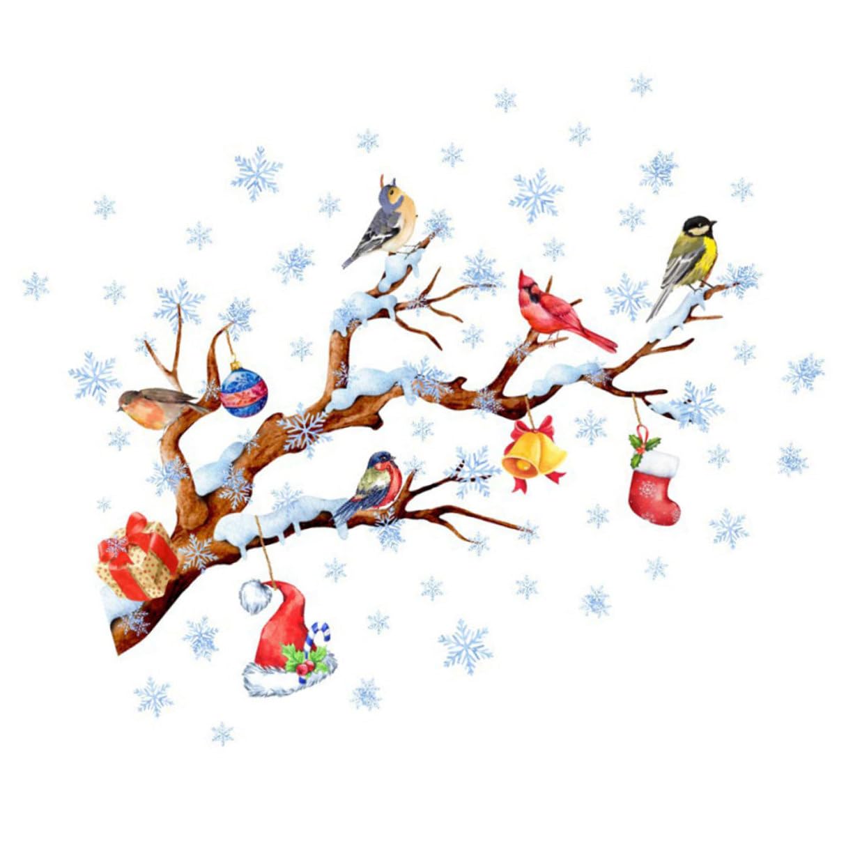 Zerodeko 5blätter Weihnachtliche Fensteraufkleber Selbstklebende Dekoration Für Fenster Und Türen Wiederverwendbar Mit Weihnachtsmotiven Wie Tannenbäumen Und Schneeflocken Für