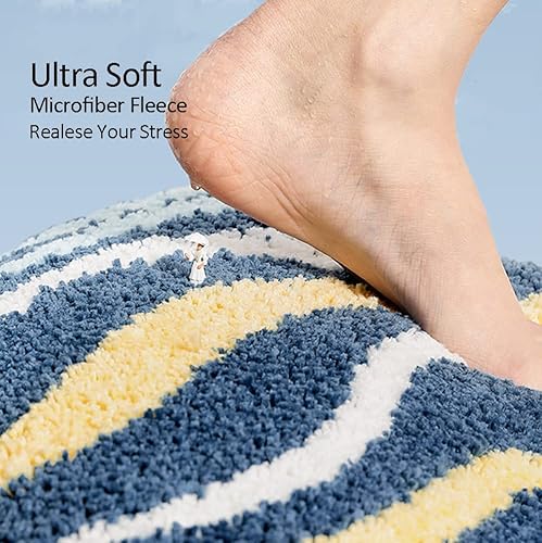 Miniatura 4 de YYINYUAN Alfombras de baño verdes esponjosas, tapete de baño de microfibra suave, tapete para bañera de ducha, tapete estético pequeño (onda, 24 x