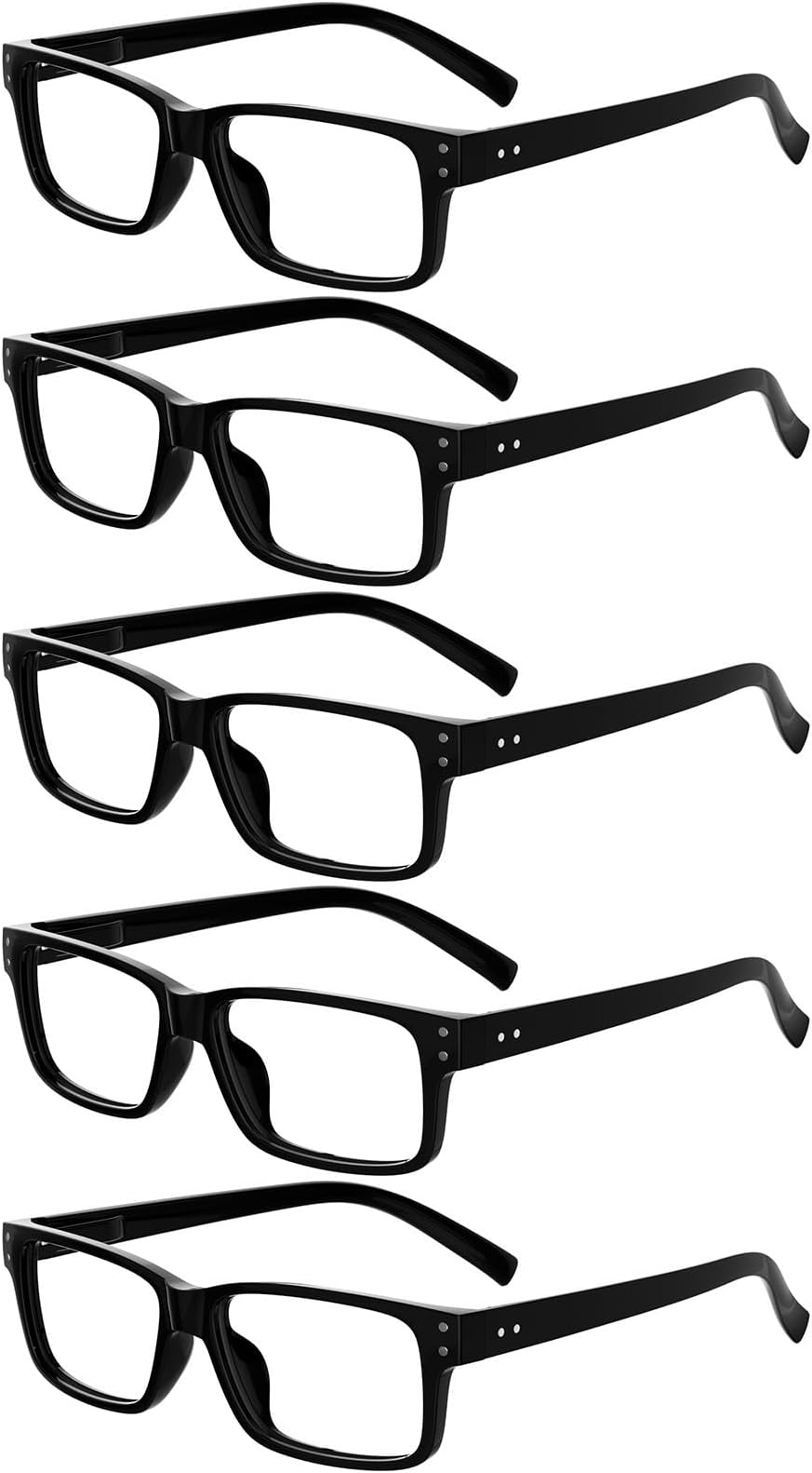 Vintage Reading Glasses for Men - 5 Pack Spring Hinges Classic Readers - Black Frame +1.50