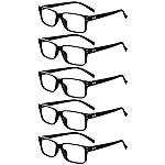 Eyekepper Vintage Reading Glasses for Men - 5 Pack Spring Hinges Classic Readers - Black Frame +4.00