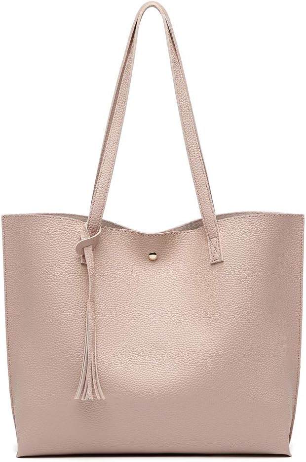 Dreubea Women's Soft Faux Leather Tote Shoulder Bag from, Big Capacity Tassel Handbag