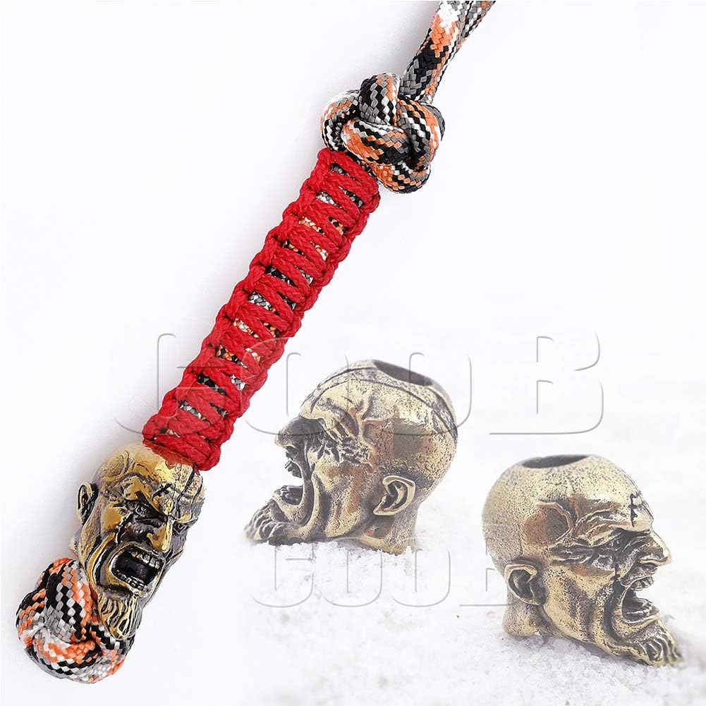 CooB EDC Paracord Knife Lanyard with Metal Hand-Casted Paracord Bead Beads, Charm, Pendant Movie Heroes Collection. Custom Paracord Lanyards (Kratos)