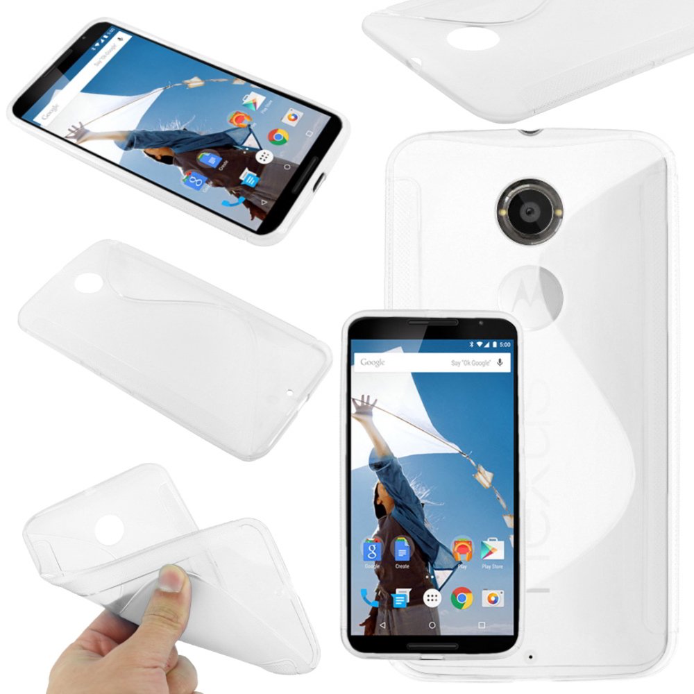 EbestStar Cover In Silicone Gel TPU Per Motorola Nexus 6 / Nexus X - S-Line Design, Bianco, Morbida E Antiurto - 3