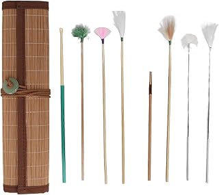 7pcs Ear Digging Spoon Ear Digging Goose Feather Stick Set with Bamboo Mat, Deeply Clean Massage Relaxing Ear Wax Removal Feather for Ear Care Adult Children