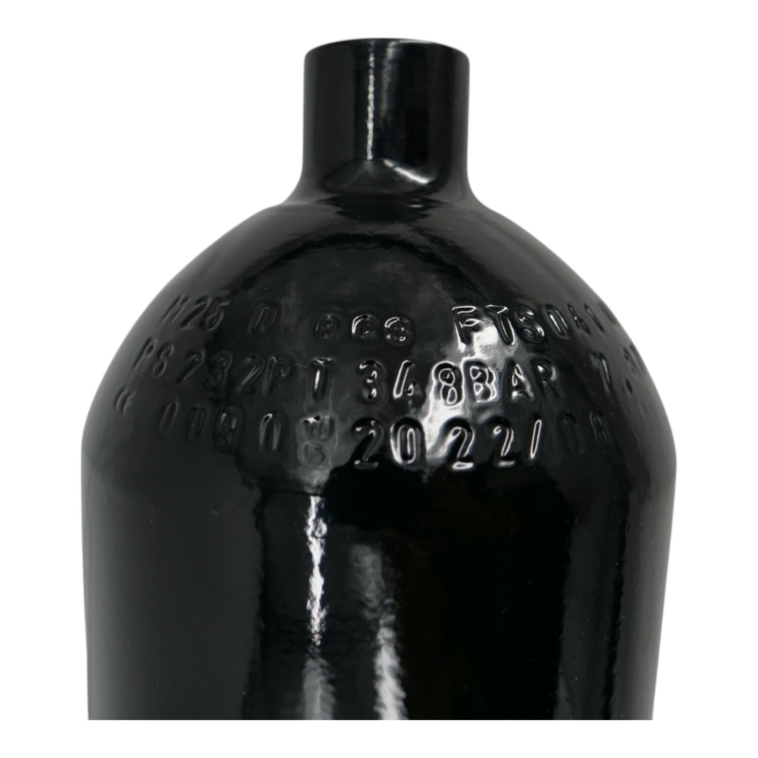 HighTechDiving Bouteille en acier / bouteille de plongée 6 litres 232 bar 140 mm M25x2 sans valve noire