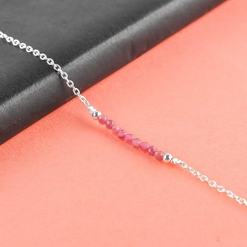 Miniatura 7 de Natural Pink Tourmaline Gemstone Beaded Anklet Bracelet, Handmade, Silver Plated, Adjustable, Women Ankle Bracelet, Affirmation Jewelry, Mindfulness